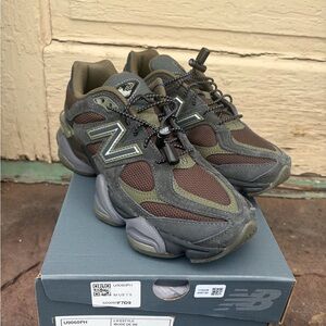 New Balance Olive and Charcoal Sneakers